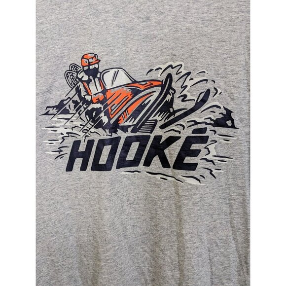 Mens Large Long Sleeve Graphic T Shirt Hooke Mountain Sled Snowmobile Gray - Picture 2 of 5